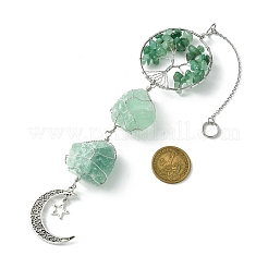 Подвески из натурального зеленого авантюрина «Древо жизни»&nbsp;HJEW-JM01855-03