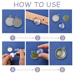 Тибетский стиль старинное серебро литые плоские круглые сеттинги подвеска кабошон TIBEP-M022-38AS