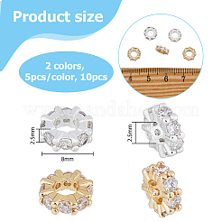 10 шт. 2-цветные латунные микропрозрачные прозрачные кубические циркониевые бусины-разделители&nbsp;KK-HS0001-53