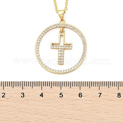 Латунные микропаве прозрачные кубические цирконии кольца подвески ожерелья NJEW-P322-A02-G