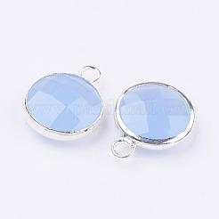 Серебряные плакированные латунным стеклом плоские круглые подвески&nbsp;GLAA-M003-A-18S