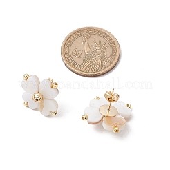 Серьги-гвоздики из натуральной пресноводной ракушки клевер EJEW-JE06387