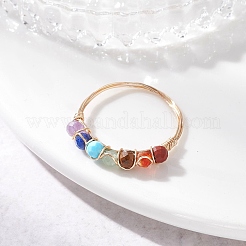 Кольца для чакры из натуральных драгоценных камней RJEW-JR00949-01