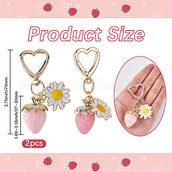 2 шт. подвеска из сплава с эмалью и акрилом в виде клубники и цветов&nbsp;HJEW-SP0001-12A