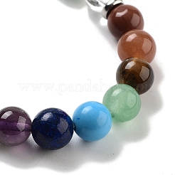 Эластичные браслеты из натурального зеленого авантюрина с круглыми бусинами и чакрами BJEW-K251-01B