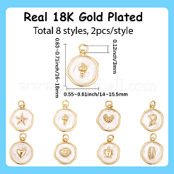 16 шт. 8 подвески из латуни с эмалью на морскую тематику&nbsp;KK-SC0007-30