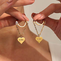 Серьги-кольца с кисточками в форме сердца из нержавеющей стали 201 с надписью «Love»&nbsp;VU5295