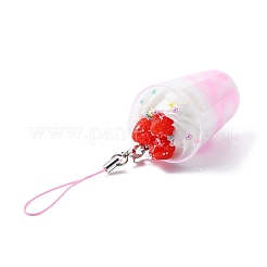 ПВХ пластиковая клубничная чашка мороженого кулон украшения&nbsp;HJEW-WH0039-24