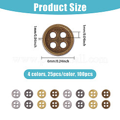 100 шт. 4 цвета кнопки из цинкового сплава FIND-GL0001-95