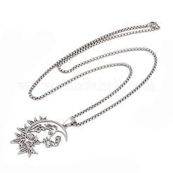 Готические ожерелья с подвеской в виде полой луны из нержавеющей стали 201&nbsp;LS-NJEW-K283-04P
