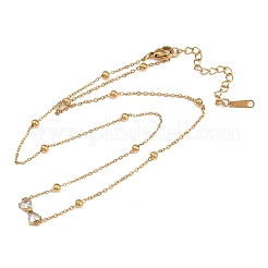 Женские ожерелья с подвеской-бантом из нержавеющей стали 304 с прозрачными кубическими цирконами&nbsp;NJEW-G179-08G