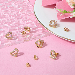 3 пара серег-гвоздиков из латуни с микропаве из прозрачного кубического циркония в двух стилях для женщин&nbsp;EJEW-BBC0002-10