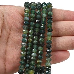 Природные моховой агат нитей бисера G-D344-A11