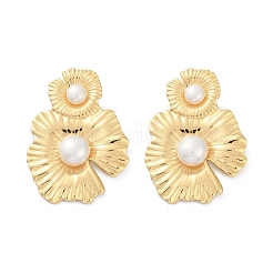 Серьги-гвоздики из нержавеющей стали 304 из АБС-пластика с жемчугом для женщин EJEW-U046-12C-G