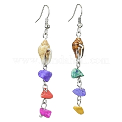 Серьги с подвесками из натуральных и синтетических драгоценных камней EJEW-JE05577