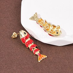 Серьги-гвоздики с подвесками из латуни с микропаве из кубических цирконий&nbsp;EJEW-C174-05G-04