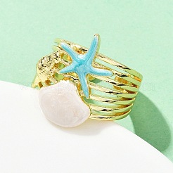 Латунные эмалевые регулируемые манжеты для женщин RJEW-G357-01G