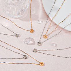 10 шт. 5 стиля ожерелья с подвесками в виде кольца и узла из нержавеющей стали 304 для женщин NJEW-FI0001-23