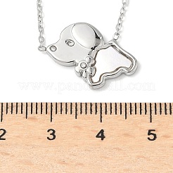 Ожерелья с подвеской в виде собаки из нержавеющей стали 304 с белой эмалью и хрустальными стразами для женщин NJEW-M101-03P