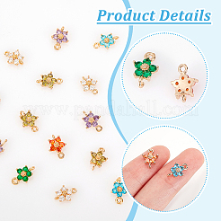 24 шт. 6-х цветные прозрачные стеклянные соединительные подвески&nbsp;GLAA-GA0001-73