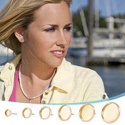 Плоские круглые серьги-гвоздики из нержавеющей стали 304&nbsp;STAS-UN0062-60