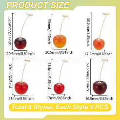 12 шт. серьги-гвоздики из сплава и смолы вишни для женщин&nbsp;EJEW-UN0002-82