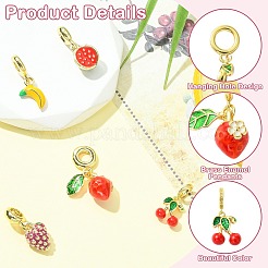 5 шт. 5 стиля латунные эмалевые фрукты европейские подвески-шармы&nbsp;KK-CJ0003-98