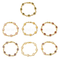 Браслеты-цепочки из овальной латуни с микропаве из кубических цирконий для женщин&nbsp;BJEW-D387-04G