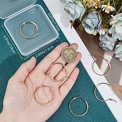 3 пара латунных серег-колец для женщин&nbsp;EJEW-BBC0001-66G-01
