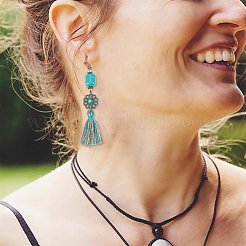 6 пара серег-кисточек в винтажном стиле в стиле бохо&nbsp;EJEW-AN0003-71