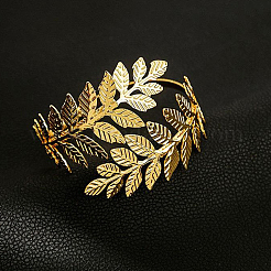 1шт. браслеты-манжеты из сплава листьев для женщин&nbsp;AJEW-CY0001-33G