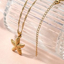 Летние пляжные ожерелья из нержавеющей стали 304 с подвеской в виде веревки и цепи для женщин&nbsp;STAS-Z108-01G-01