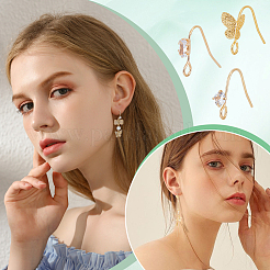 30 шт. 3 стильных крючка для сережек из латуни с микропрозрачным кубическим цирконием FIND-SC0008-30