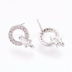 Латунные серьги-гвоздики из циркония&nbsp;KK-F753-09P-RS