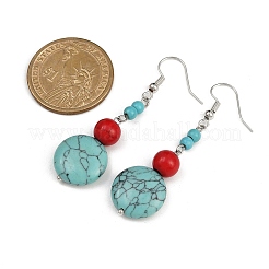 Бронзовые синтетические бирюзовые серьги EJEW-JE06589-02