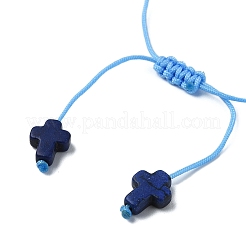 7шт. плетеные браслеты из синтетических бирюзовых бусин для женщин BJEW-JB11345