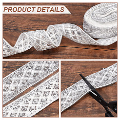 Кружевная отделка из полиэстера с ромбической вышивкой OCOR-WH0090-83B