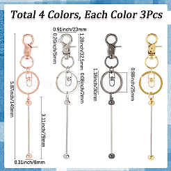 12шт брелок для ключей из сплава 4 цветов с бусинами&nbsp;KEYC-SC0001-46