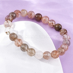 Браслеты из натурального рутилового кварца с круглыми бусинами для мужчин и женщин&nbsp;BJEW-G743-01E