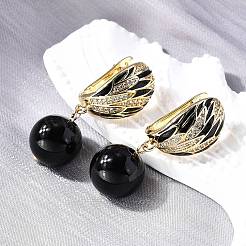 Круглые серьги-кольца из латуни с микропаве из прозрачных кубических цирконий EJEW-S261-05G