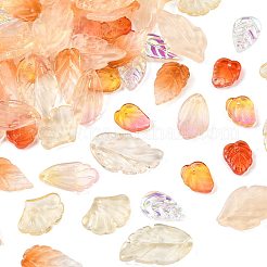 120 шт. 8 стиля осенняя тематика двухцветные прозрачные стеклянные подвески GLAA-FS0002-56