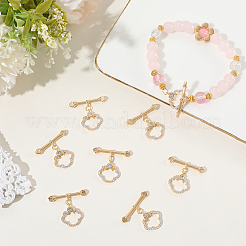 10шт латунь микро проложить прозрачные фианиты застежки-тоггл&nbsp;KK-BBC0021-02G