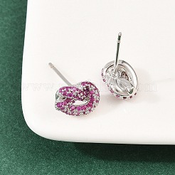 Серьги-гвоздики из латуни с микропаве из кубических цирконий&nbsp;EJEW-C174-01P-02