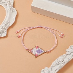 Браслеты из плетеного бисера ручной работы с ромбовидным узором из стеклянных семян&nbsp;BJEW-MZ00008