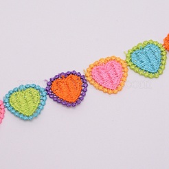 Лента из полиэстера с вышивкой в виде сердца OCOR-WH0060-07