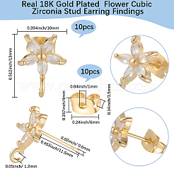 5 пара латунных микрофибровых кубических циркониевых гвоздиков для сережек KK-BBC0020-84
