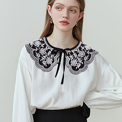 Съемные волокнистые женские накладные воротники с цветочным узором и вышивкой AJEW-WH0347-09