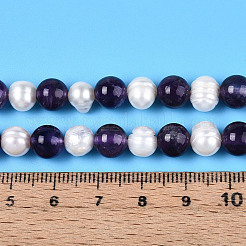 Натуральные аметистовые круглые и натуральные культивированные пресноводные жемчужины PEAR-N019-11