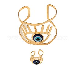 Наборы из полых браслетов-манжет и колец-манжет из сплава сглаза и смолы FS-WGE3CB7-01