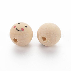 Набивные европейские бусины из натурального дерева WOOD-T019-13B-02